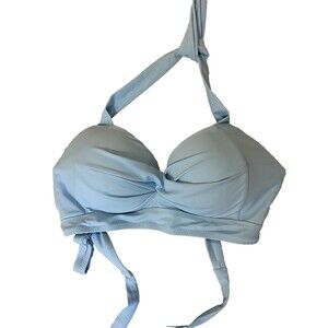 Tempt Me Bikini Top Womens Size Medium Blue Pshup Padded Tie Halter Swim